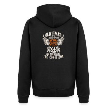 64 ans voiture classique anniversaire rocker fan biker - Veste à capuche bio Premium Unisexe - noir - Dos - Nico (187cm)