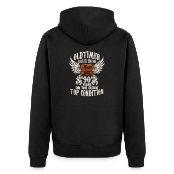 90 year old classic car retro birthday rocker - Unisex Premium Organic Zip Hoodie - black - Back - Nico (187cm)