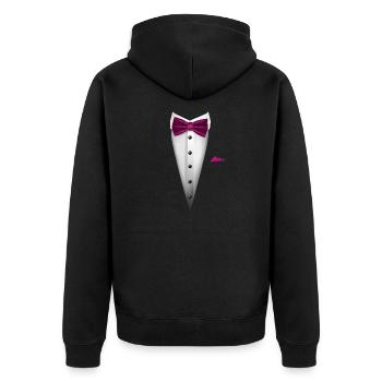 Tuxedo design with Bowtie For Weddings And - Unisex Premium Organic Zip Hoodie - black - Back - Nico (187cm)