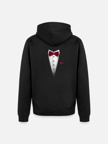 Smoking-Design mit Fliege für Hochzeiten und - Unisex Premium Bio Zip Hoodie - Schwarz