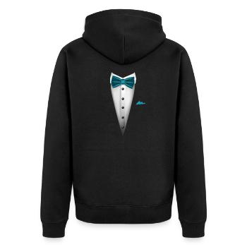 Tuxedo design with Bowtie For Weddings And - Unisex Premium Organic Zip Hoodie - black - Back - Nico (187cm)
