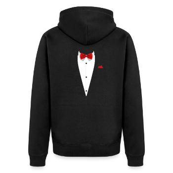 Tuxedo design with Bowtie For Weddings And - Unisex Premium Organic Zip Hoodie - black - Back - Nico (187cm)