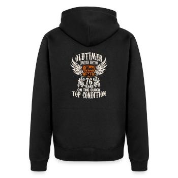 76 ans fan de voiture classique rocker biker anniversaire - Veste à capuche bio Premium Unisexe - noir - Dos - Nico (187cm)