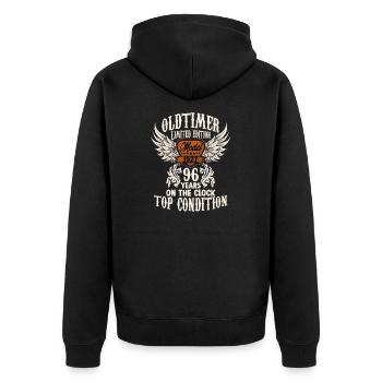 96 years oldtimer birthday rocker biker fan - Unisex Premium Organic Zip Hoodie - black - Back - Nico (187cm)