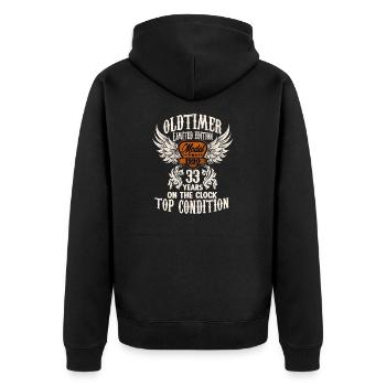 33 ans fan de voiture classique rocker biker anniversaire - Veste à capuche bio Premium Unisexe - noir - Dos - Nico (187cm)