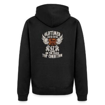 67 year old classic car retro birthday rocker - Unisex Premium Bio Zip Hoodie - Schwarz - Hinten - Nico (187cm)