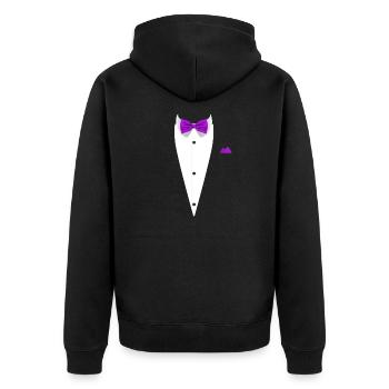 Tuxedo design with Bowtie For Weddings And - Unisex Premium Organic Zip Hoodie - black - Back - Nico (187cm)
