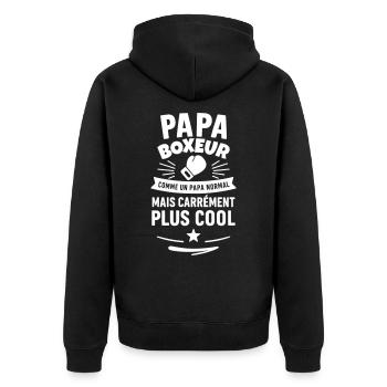 T-shirt Papa boxeur – Cadeau fête des pères - Veste à capuche bio Premium Unisexe - noir - Dos - Nico (187cm)