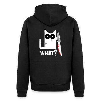Quoi? Chat avec couteau - motif de chat cool - Veste à capuche bio Premium Unisexe - noir - Dos - Nico (187cm)
