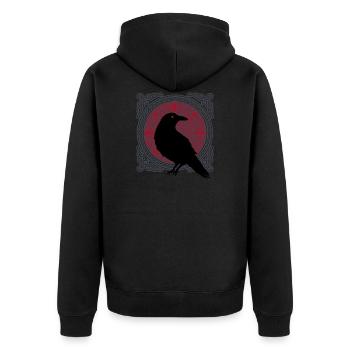 Rabe Nordische Mythologie Kelten Geschenk - Unisex Premium Bio Zip Hoodie - Schwarz - Hinten - Nico (187cm)