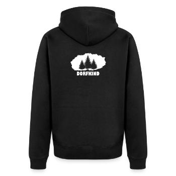Dorfkind - Unisex Premium Bio Zip Hoodie - Schwarz - Hinten - Nico (187cm)
