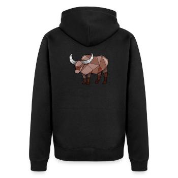 Geometric buffalo water buffalo - Unisex Premium Organic Zip Hoodie - black - Back - Nico (187cm)