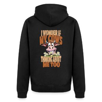 vache vaches agriculteur agriculture agriculteur - Veste à capuche bio Premium Unisexe - noir - Dos - Nico (187cm)