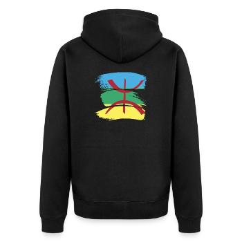 Amazigh Imazighen Flagge Nord Afrika Geschenk - Unisex Premium Bio Zip Hoodie - Schwarz - Hinten - Nico (187cm)