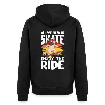 All We Need Is Skate Enjoy The Ride für Skaters - Unisex Premium Bio Zip Hoodie - Schwarz - Hinten - Nico (187cm)
