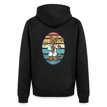 Bär Viktoria Shirt - Unisex Premium Bio Zip Hoodie - Schwarz - Hinten - Nico (187cm)