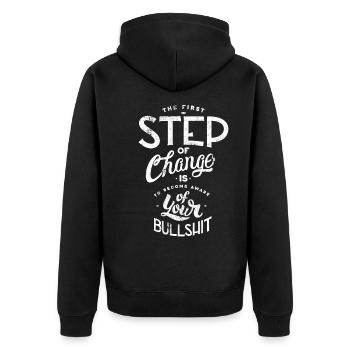 NONSENSE CRAP NONSENSE SHIT SAYINGS MOTIVE - Unisex Premium Organic Zip Hoodie - black - Back - Nico (187cm)