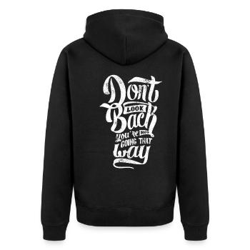 REGARDEZ LOIN EN ARRIÈRE ALLER AU MOTIF DES DICTONS - Veste à capuche bio Premium Unisexe - noir - Dos - Nico (187cm)