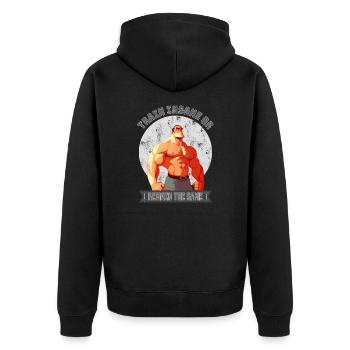 Train Insane or Remain the Same - Unisex Premium Bio Zip Hoodie - Schwarz - Hinten - Nico (187cm)
