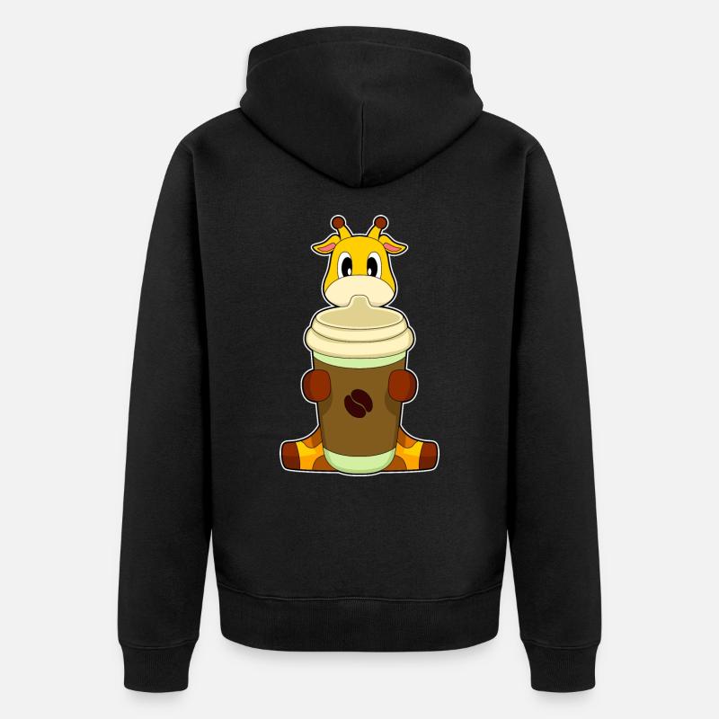 Café girafe à emporter - Veste à capuche bio Premium Unisexe - noir