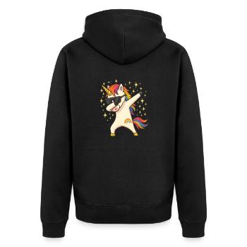 Einhorn - Unisex Premium Bio Zip Hoodie - Schwarz - Hinten - Nico (187cm)