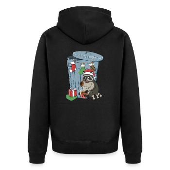 Raccoon Holiday - Unisex Premium Organic Zip Hoodie - black - Back - Nico (187cm)