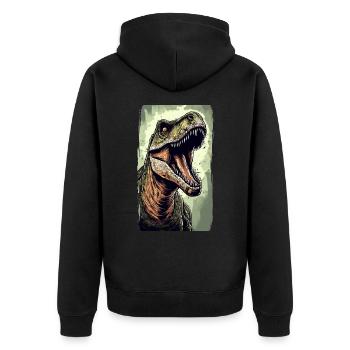 T-Rex - Unisex Premium Organic Zip Hoodie - black - Back - Nico (187cm)