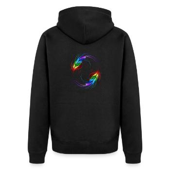 Pride Regenboggenfahne bunte Feder LGBT - Unisex Premium Bio Zip Hoodie - Schwarz - Hinten - Nico (187cm)