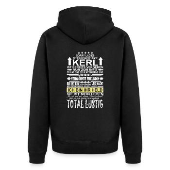 Sorry Ladies gut aussehender Kerl ist vergeben - Unisex Premium Bio Zip Hoodie - Schwarz - Hinten - Nico (187cm)