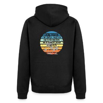 Lieba schama - bayerischer Spruch - Unisex Premium Bio Zip Hoodie - Schwarz - Hinten - Nico (187cm)