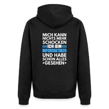 Nicht schockbarer Informatiker - Unisex Premium Bio Zip Hoodie - Schwarz - Hinten - Nico (187cm)