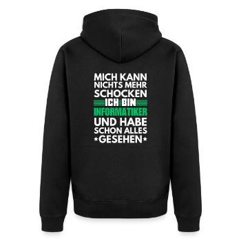 Nicht schockbarer Informatiker - Unisex Premium Bio Zip Hoodie - Schwarz - Hinten - Nico (187cm)