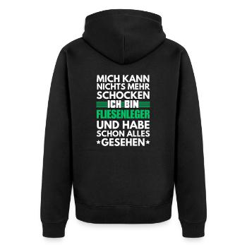 Nicht schockbarer Fliesenleger - Unisex Premium Bio Zip Hoodie - Schwarz - Hinten - Nico (187cm)