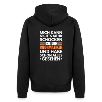 Nicht schockbarer Informatiker - Unisex Premium Bio Zip Hoodie - Schwarz - Hinten - Nico (187cm)
