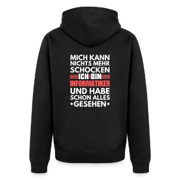 Nicht schockbarer Informatiker - Unisex Premium Bio Zip Hoodie - Schwarz - Hinten - Nico (187cm)