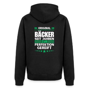 Bakers matured to perfection - Unisex Premium Organic Zip Hoodie - black - Back - Nico (187cm)