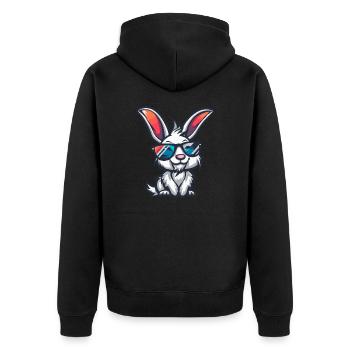 Hase Cool Comic - Unisex Premium Bio Zip Hoodie - Schwarz - Hinten - Nico (187cm)