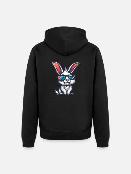 Hase Cool Comic - Unisex Premium Bio Zip Hoodie - Schwarz