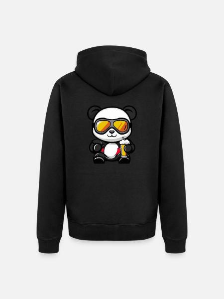 Panda Après Ski Beer - Unisex Premium Organic Zip Hoodie - black