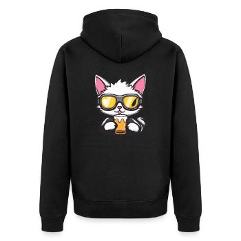 Chat Après-Ski Bière Bande Dessinée - Veste à capuche bio Premium Unisexe - noir - Dos - Nico (187cm)