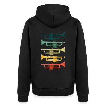 Cool Trompetenband Musiker Jazz Musik - Unisex Premium Bio Zip Hoodie - Schwarz - Hinten - Nico (187cm)