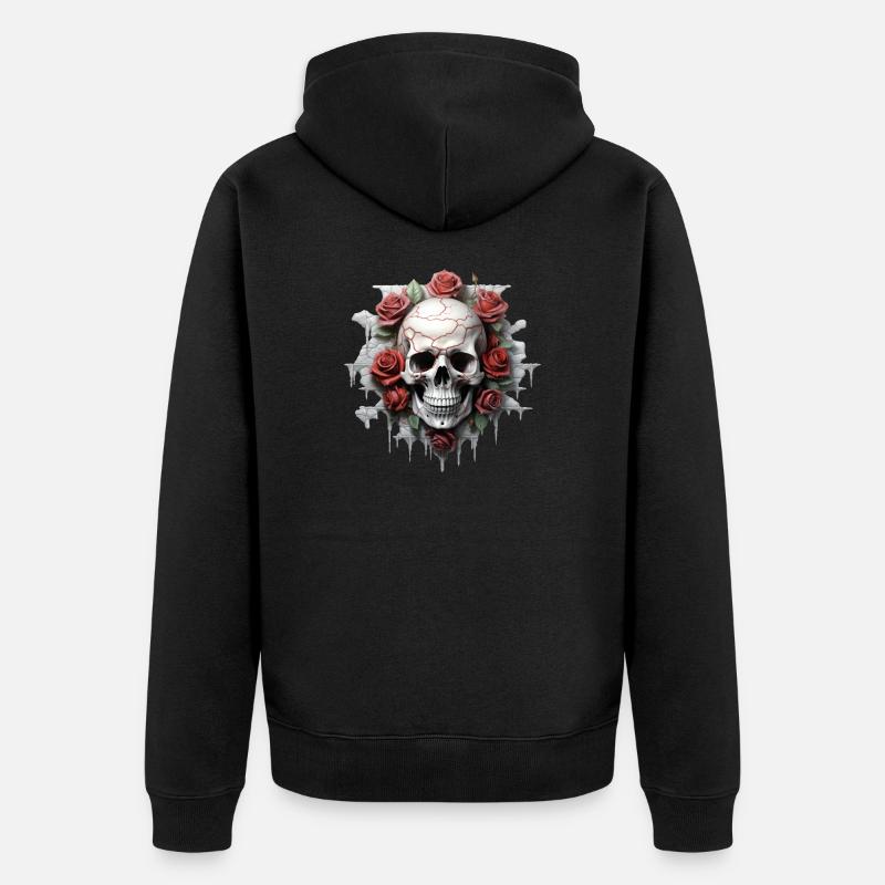 Gothic Blumenkunst Grafik Modedesign - Unisex Premium Bio Zip Hoodie - Schwarz