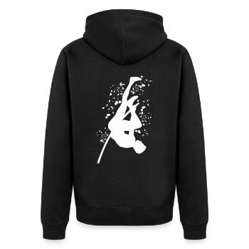 Stabhochspringer Kids Stabhochsprung - Unisex Premium Bio Zip Hoodie - Schwarz - Hinten - Nico (187cm)