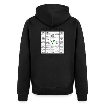Anti vegan Bullshit Bingo - Unisex Premium Bio Zip Hoodie - Schwarz - Hinten - Nico (187cm)