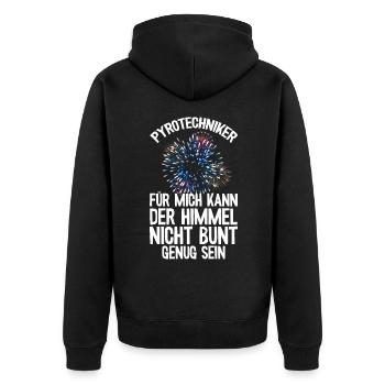 Pyrotechniker Himmel Bunt Böller Pyrotechnik - Unisex Premium Bio Zip Hoodie - Schwarz - Hinten - Nico (187cm)