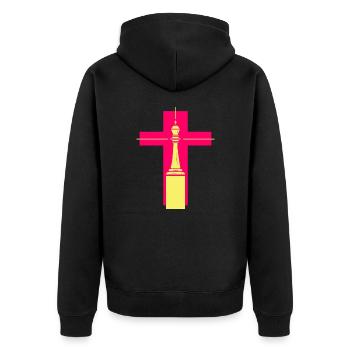 Schach Schachmatt Schachspieler Schachtunier König - Unisex Premium Bio Zip Hoodie - Schwarz - Hinten - Nico (187cm)