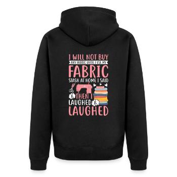 Lustiges Nähen & Quilten Nähen - Unisex Premium Bio Zip Hoodie - Schwarz - Hinten - Nico (187cm)