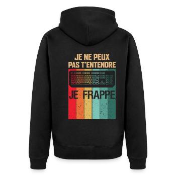 Je Peux Pas T'entendre Je Frappe Gamer - Veste à capuche bio Premium Unisexe - noir - Dos - Nico (187cm)