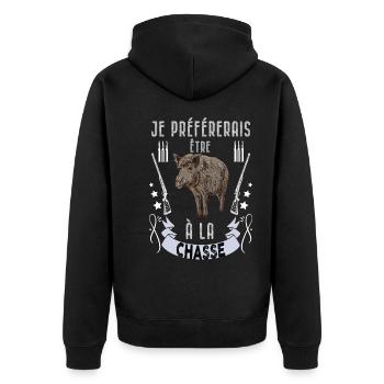 Chasse Cadeau Drôle Homme Chasseur et Fusil - Veste à capuche bio Premium Unisexe - noir - Dos - Nico (187cm)