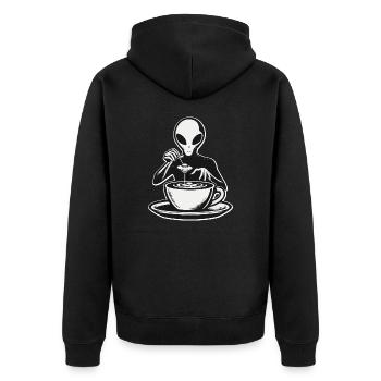 Alien Barista Silhouette avec UFO Coffee - Veste à capuche bio Premium Unisexe - noir - Dos - Nico (187cm)